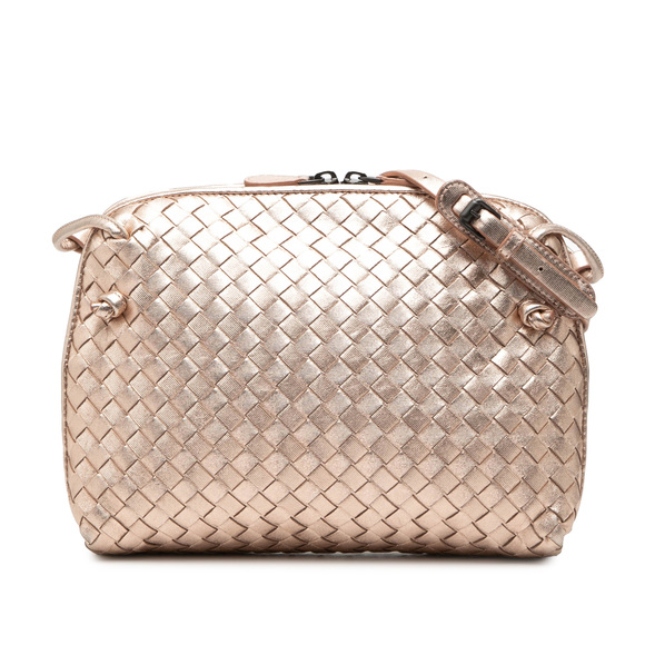 Bottega Veneta Handbags - Pre-Loved Bottega Veneta Metallic Nappa Intrecciato Nodini Crossbody